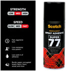 Scotch Super 77 Multipurpose Adhesive Spray, Bonds to Fabric, Cardboard, Plastic, Metal, Wood, Felt, and More, 10.7 Ounces (7716) - 4 Pack
