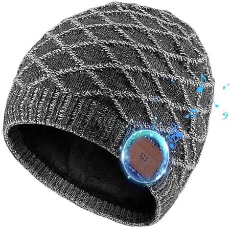 Bluetooth Beanie for Men, Wireless Headphones for Bluetooth Hat, Winter Knit Music Hat, Unique Tech Gifts Stocking Stuffer