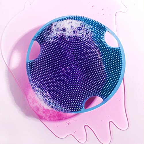 Boie USA Flat Body Scrubber - Soft Silicone-Like Exfoliating Shower Scrubber & Body Cleansing Brush - Stick-to-Wall Loofah Replacement - Antimicrobial Body Exfoliator for All Skin Types - Mint
