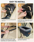 BurgeonNest Dog Carseat for Small Dog, Upgraded Console Pet Booster Seat with Metal Frame, Pet Carseat with Double Protection Seat Belts, Washable Cushion, Safety Leash and Storage Pocket(Large)