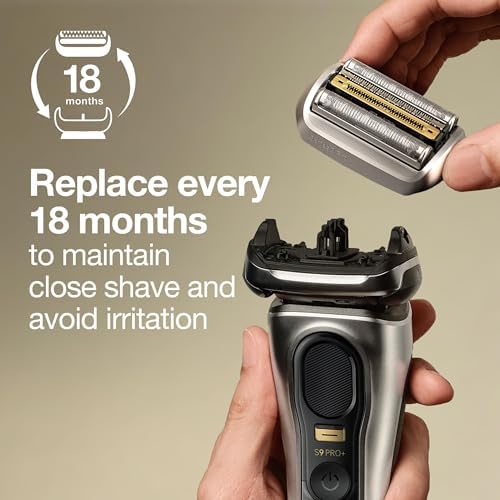 Braun Shaver Head Replacement Part 94M Silver, Compatible with Series 9 Pro and Series 9 Electric Razors for Men