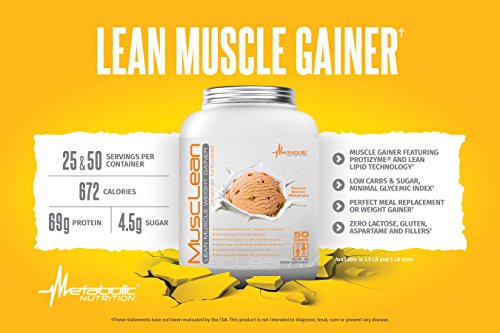 Metabolic Nutrition - Musclean - Milkshake, Whey High Protein Meal Replacement, Maintenance Nutrition, Low Carb, Keto Diet, Digestive Enzymes, Strawberry, 2.5 Pound (25 ser)