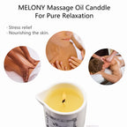 MELONY Massage Oil Candle, Moisturizing, Body Oil Candle, Natural Soybeans, 8.1 oz, Amber Vanilla