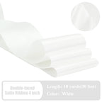 HUIHUANG White Satin Ribbon 4 inch Wide Double Faced Polyester Large Ribbon for Chair Sash Wedding Party Supplies Cake Decor Bows Making Flower Bouquet Sewing Crafts Gift Wrapping -10 Yards/Roll