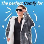 JOYWOO Wearable Blanket Hoodie, Birthday Christmas Gifts for Women Men Mom, Oversized Hooded Blanket for Adult, Cozy Fuzzy Sherpa Sweatshirt Blanket with Giant Pocket Zipper and Winter Gifts, Grey