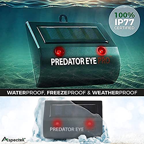 ASPECTEK Predator Eye PRO 4600sq ft Coverage w/Kick Stand Solar Powered Predator Light Deterrent Light Night Time Animal Control - 2 Pack