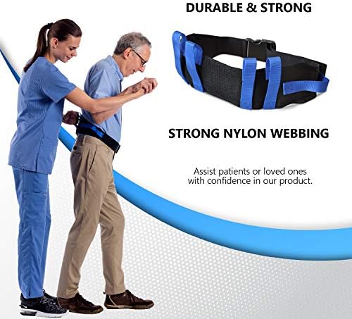NYOrtho Gait Belt (275lbs) - Transfer Belt with 6 Heavy Handles -Lift Assist for Elderly and Patient Care - Gait Belts Transfer Belts for Seniors with Easy Fasten Buckle | Adjustable Size 28” to 55”
