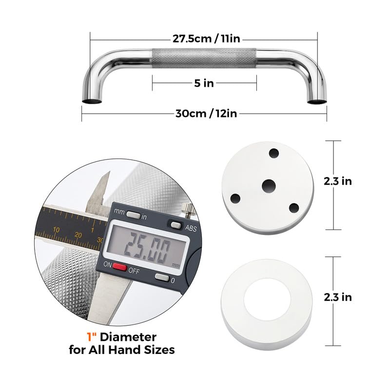 Grab Bars for Shower, 2 Pack 12-Inch Anti Slip Shower Handles for Elderly, Safety Shower Grab Bar, Stainless Steel Handicap Grab Bars for Bathroom (Polished Nickel 1" Diameter)