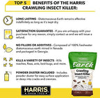 Harris Diatomaceous Earth Crawling Insect Killer, 4lb with Powder Duster Included Inside The Bag