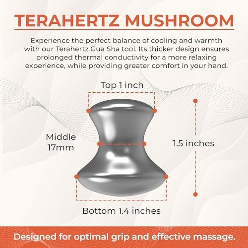 Terahertz Stone Gua Sha & Massage Tools – Authentic Terahertz Tools for Lymphatic Drainage, Tension Relief, and Facial Relaxation (Mushroom Gua Sha)