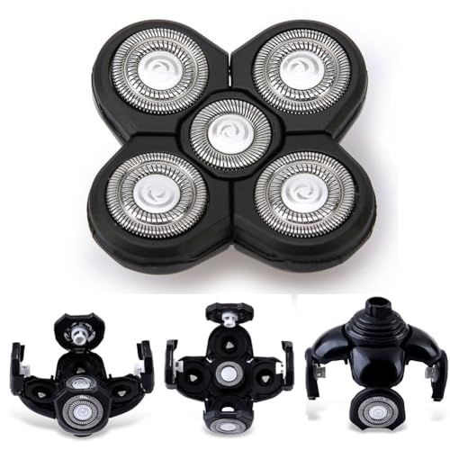 Replacement Blades 3 Pack for Head Shaver Kit, 5 Blades Shaver Replacement Heads for Head Shavers for Bald Men, 1 Cleaning Brush