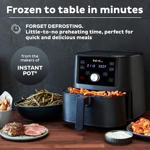 Instant Pot Vortex 6QT XL Air Fryer, 4-in-1 Functions that Crisps, Roasts, Reheats, Bakes for Quick Easy Meals, 100+ In-App Recipes, is Dishwasher-Safe, from the Makers of Instant Pot, Black