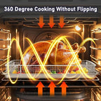 2Pack Air Fryer Accessories Basket and Tray for Cuisinart TOA-60 TOA-65 TOA-70, 12.3"x11" Nonstick Stainless Steel Baking Sheet 360°Heating Grilling Oven Air Fryer Basket for Family BBQ Party Cooking