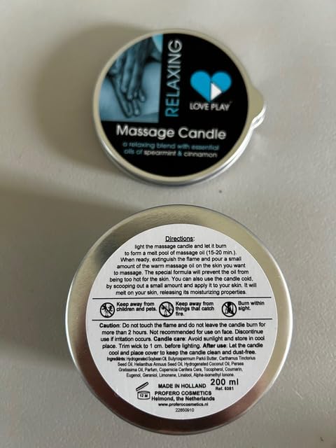 LOVE PLAY Relaxing Massage Oil Candle - Moisturizing Body Oil Candle for Couples and Home Spa - Luxurious & Hydrating Skin Care Body Massage Oils - Vegan (6.76oz)