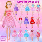 79 Pcs Doll Clothes and Accessories with Doll, Princess Gowns, Fashion Dresses, Slip Dresses, Top, Pants, Jumpsuit, Swimsuits, Shoes, Hangers, Doll Dress up Toys for Girls Kids Toddlers Toy Gifts