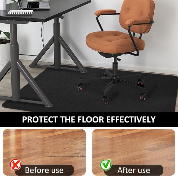 Office Chair Mat for Hardwood Floor&Tile,55"x35" Anti-Slip Desk Chair Mat,Low-Pile Mat,Multi-Purpose Hardwood Floor Protector for Office,Home (Black, 35 * 55IN)