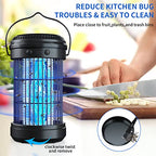 Solar Bug Zapper Outdoor Waterproof, Cordless Mosquito Zapper with 3600mAh Rechargeable Battery for Home, Backyard, Camping, Kitchen, 3 in 1 Electric Fly Zapper for Mosquitoes Gnats Flies Moths(2pc)
