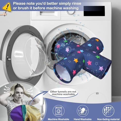 Bienbee 4-Way Washable Foldable Rabbit Tunnel Hideout for Bunny, Hamster, Chinchilla, Ferret, Rabbit & Guinea Pig Accessories