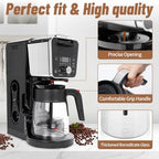 12 Cup Coffee Pot Replacement for Ninja Coffee Maker CFP101 CFP201 CFP301 CFN601 CFP250A CFP300 CFP307, Glass Carafe Replacement with Brew-Through Lid, Ninja Coffee Pot Replacement with Sturdy Handle