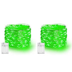 Dazzle Bright Fairy Lights Battery Operated, 2 Pack Total 40FT 120LED Silver Wire Waterproof String Lights, Christmas St. Patrick's Day Decorations for Indoor Outdoor Bedroom Yard Decor, Green