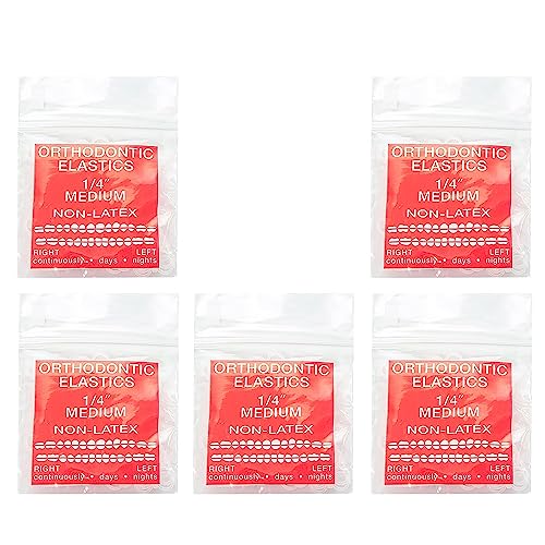 JMU Orthodontic Rubber Bands 1/4 Medium 6.4 mm Clear Orthodontic Elastic 4.5oz 500 pack Latex Free Dental Rubber Bands Made in USA