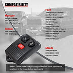 2 Replacement Keyless Entry Remote Key Fob Clicker Transmitter Compatible with Ford 1998-2016 F-150 F-250 F-350, Mazda, Mercury, Lincoln - 3 Button