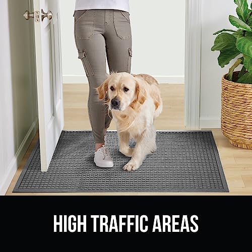 Gorilla Grip Ultra Absorbent Moisture Guard Doormat, Absorbs Up to 1.7 Cups of Water, Stain and Fade Resistant, Spiked Rubber Backing, All Weather Mats Capture Dirt, Indoor Outdoor, 29x17, Grey