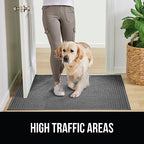 Gorilla Grip Ultra Absorbent Moisture Guard Doormat, Absorbs Up to 1.7 Cups of Water, Stain and Fade Resistant, Spiked Rubber Backing, All Weather Mats Capture Dirt, Indoor Outdoor, 29x17, Grey