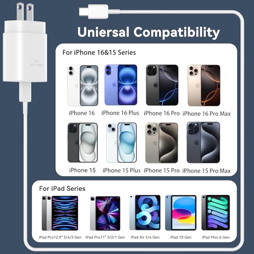 USB C for iPhone 16 15 Pro Max Charger Fast Charging Block, 30W USB C Charger with 10FT USB-C Fast Charging Long Cable Cord for iPhone 16 Pro Max/16 Pro/16 Plus/16/15 ProMax/15Pro/15Plus/15 GalaxyS24