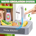 Kids Play Kitchen Set, Toddler Kitchen Playset with Sound & Light, Cooking Stove with Steam, Play Sink, Play Food Toy and Kitchen Accessories, Kitchen Toy for Kids Girls Boys 1-3