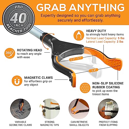 EZPIK 40" Foldable Grabber Reacher Tool for Elderly - Grabbers for Elderly Grab It Reaching Tool Heavy Duty Pickup Stick - Trash Picker Upper Grabber for Reaching Aids, Unger Pinchers Grab Tool 100cm