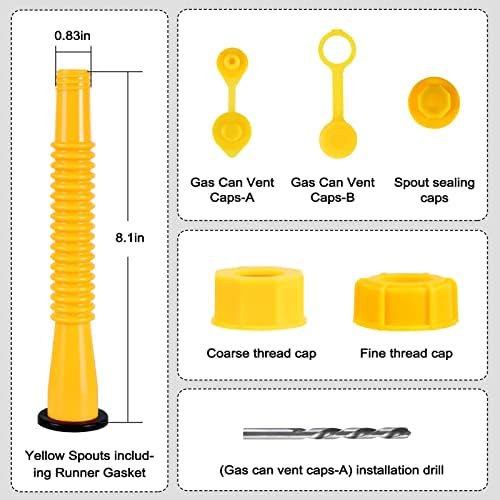 Gas Can Spout Replacement, Gas Can Nozzle Replacement, (3 Kit-Yellow) For Most 1/2/5/10 Gallon Gas Cans. Replacement gas can spout, Gas Can Replacement Spout. The tube is soft and flexible to use
