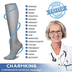 CHARMKING Compression Socks for Women & Men (8 Pairs) 15-20 mmHg Graduated Copper Support Socks are Best for Pregnant, Nurses - Boost Performance, Circulation, Knee High & Wide Calf (L/XL, Multi 44)