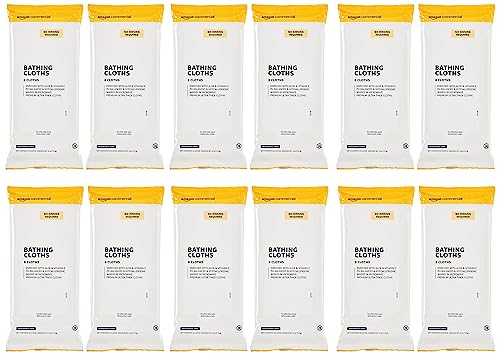 AmazonCommercial Bathing Cloths, Wipes, 96 Count, 12 Pack of 8