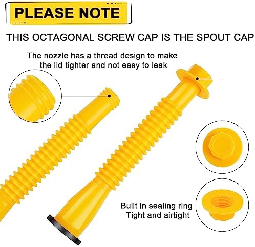 Godboy Gas Can Spout Replacement, Gas Can Nozzle, (5 Kit-Yellow) Flexible Pour Nozzle Suitable for Most 1/2/5/10 Gal Oil Cans, Fuel Can Spout Replacement