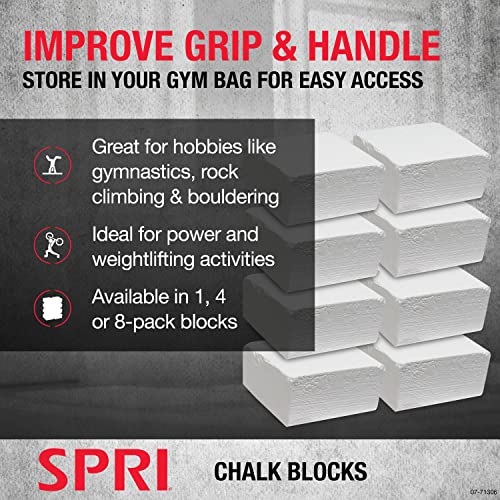 SPRI Chalk Block, 2oz. (8 Pack) for Gymnastics, Rock Climbing, Bouldering, Weight-Lifting,