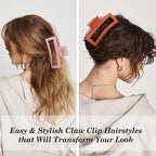 AHONEY Extra Large Claw Clips, 5 Inch XL Giant Claw Clip Strong Hold Oversized Jaw Clip, Curly Hair Clips for Thick Long Hair, Hair Accessories for Women (Warm, 4 Count)
