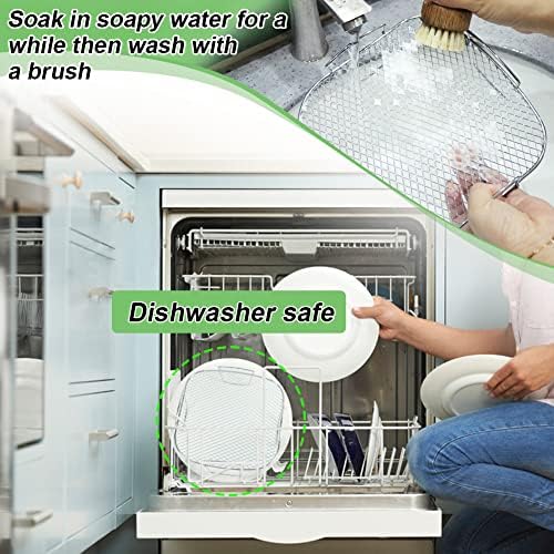 BYKITCHEN 8 Inch Square Air Fryer Rack, Stainless Steel Dehydrator Rack, Square Air Fryer Accessories for Cosori, Instant Vortex, Gourmia, Ninja Foodi Grill and More