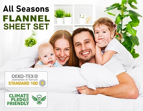 RUVANTI Flannel Sheets King Size - 100% Cotton Brushed King Size Sheets Set - Deep Pockets 16 Inches Bed Sheets - All Seasons Breathable & Extra Soft - Warm & Cozy, 4 Piece, Christmas Tree