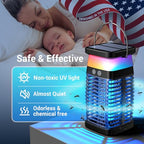 Bug Zapper Outdoor Indoor Mosquito Zapper Solar Fly Zapper Rechargeable Electric IP70 Waterproof Plug in with RGB Light & Reading Lamp for Patio Camping Home Backyard
