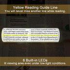 MAGDEPO 4X Lighted Handheld/Hand-Free Bar Magnifier 6 Bright LEDs with Yellow Tracker Line + 2X Stick Bar Magnifier Ideal for Reading Small Prints, Map, Newspaper, Magazine, Low Vision