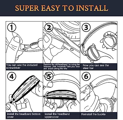 SOULWIT Replacement Headband Pad Kit for Bose QuietComfort 15(QC15)/QuietComfort 2(QC 2) Headphones, Easy DIY Installation - Black