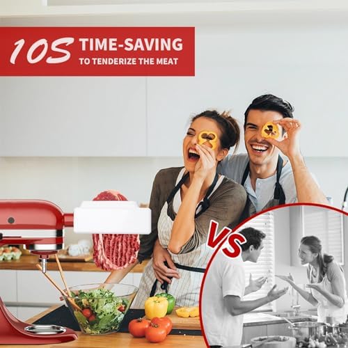 Meat Tenderizer for KitchenAid Household Stand Mixers, Stainless Steel Meat Cube Tenderizer Tool, Mixers Accessories Attachment for All Models KitchenAid, White