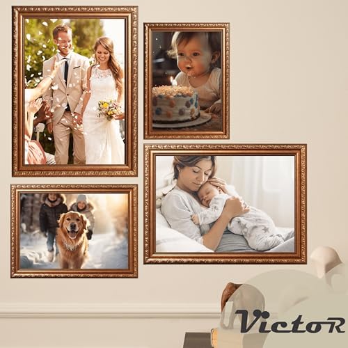 VictoR Picture Frame Chagall 11x14 Brown Gold - Baroque Picture Frame for Photos in Size 11x14 Inch - Vintage Design with Shatterproof Acrylic Glass - Antique - Baroque