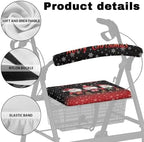 LedBack Walker Accessories Merry Christmas Print Rollator Walker Seat and Backrest Covers Soft Dust Cover Christmas Decor 2 Piece Walker Seat Cover Set