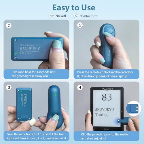 SK SYUKUYU Page Turner for Kindle Paperwhite Oasis Kobo eReaders Accessories, RF Remote Control Page Turner Clicker for ipad Tablets Reading Novels Comics, Remote Camera and Video Button(Blue)
