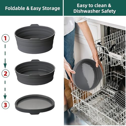 Slow Cooker Liners, Foldable Reusable Silicone Cooking Liners Compatible with Crock-Pot & Hamilton Beach Oval 6 QT, Leakproof Dishwasher Safe Slow Cooker Accessories for Most Oval Shape 1 PCS Grey