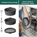 Slow Cooker Liners, Foldable Reusable Silicone Cooking Liners Compatible with Crock-Pot & Hamilton Beach Oval 6 QT, Leakproof Dishwasher Safe Slow Cooker Accessories for Most Oval Shape 1 PCS Grey