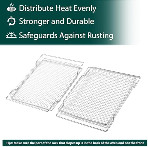 BOV800XL Air Fryer Basket Replacement Parts for Breville Countertop Smart Oven Air Fryer Rack 304 Stainless Steel Oven Rack Convection Toaster Oven BOV845BSS Wire Rack B0V800XL Mesh Basket 2 Pcs