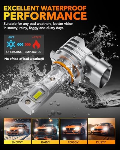 OXILAM H11 9005 Light Bulbs Combo, 320000lm 400% Brighter 6500K Cool White Light, 1:1 Size H11/H9/H8 9005/HB3 Fog DRL Light Halogen Replacement, Pack of 4